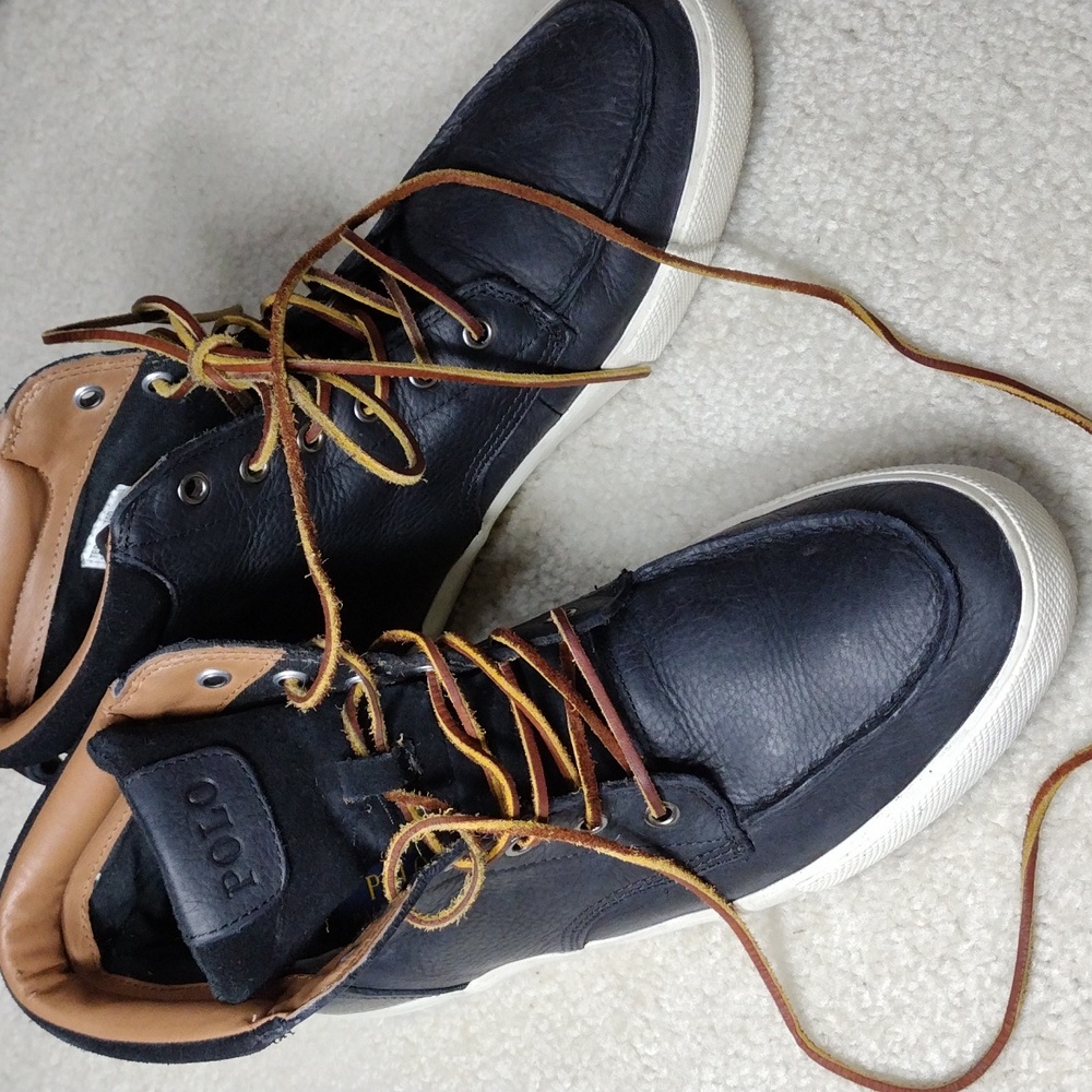 Polo Ralph Lauren men's black leather Chukka boots. Size 10